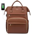 Mochila de couro para laptop LOVEVOOK para mulheres de 17 polegadas com porta USB