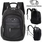 Mochila de Couro Preta Média Notebook Escolar Masculina/Feminina