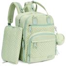 Mochila de fraldas iniuniu, kit 4 em 1, bolsas grandes unissex para bebês para meninos e meninas, mochila de viagem impermeável com bolsa de fraldas, trocador lavável, estojo de chupeta e alças de carrinho de bebê, verde claro