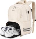Mochila de ginástica Ytonet para mulheres/homens com compartimento para sapatos bege