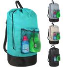 Mochila de lavanderia Trail Maker turquesa com bolso de malha grande