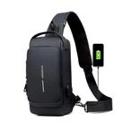 Mochila de Ombro Transversal OEM PX1-Preto Compacta à Prova Dágua 30x16x9cm Preto Unissex