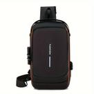 Mochila de Peito OEM à Prova D'água em PU para Notebook 8 Polegadas Preto Dourado com Porta USB