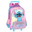 Mochila de Rodinha Juvenil Escolar Roxo Felpudo Stitch Menina Mochila de Rodinha Juvenil Escolar Roxo Felpudo Stitch Menina