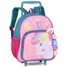 Mochila De Rodinha Pequena Creche Escola Passeio Infantil 0 A 4 Anos Menina Unicórnio Verde