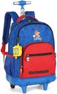 Mochila de Rodinha Super Mario Bros Azul Porta Moeda Luxcel