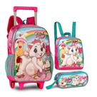 Mochila de Rodinhas Costas Escolar Gatinha Nini + Lancheira E Estojo - Clio