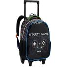Mochila de Rodinhas Escolar Gamer Infantil Meninos Alça Confortável Retrátil Compartimento Espaçoso Material Reforçado