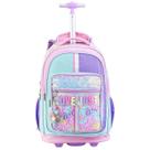 Mochila de Rodinhas Escolar Meninas com Compartimento Notebook Alça Telescópica Ajustável Material Resistente para Criança Infantil