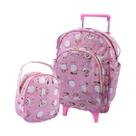 Mochila De Rodinhas Infantil Bichinho com Lancheira Escolar Tam. G