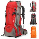 Mochila de Senderismo King'sGuard 70L Impermeable para Camping Roja