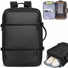 Mochila de Viagem Expansível Bagagem de mão Impermeável Compartimentos P Notebook Sapato, Roupas Molhadas USB PRETA