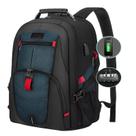 Mochila de viagem LOVEVOOK para homens de 17 polegadas impermeável azul escuro
