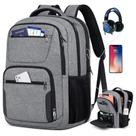 Mochila de viagem para laptop SDYSM 45L com carregamento USB 17,3" cinza