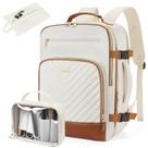 Mochila de viagem Telena para mulheres, laptop de 15,6 polegadas, bege-marrom