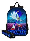 Mochila e Estijo Creche Escolar Kit Infantil Sonic Passeio Desenho Menino Menina Mochila e Estijo Creche Escolar Kit Infantil Sonic Passeio Desenho Menino Menina