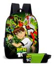 Mochila e Estojo Simples Kit Infantil Relógio Alien Ben 10