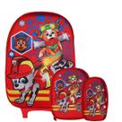 Mochila Escola Rodinha Dog Station Lancheira Estojo Vermelha
