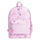 Mochila Escolar Académie com Bolso Frontal Lateral Rosa Flor Resistente Volta as Aulas Faculdade