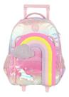 Mochila escolar c/rodinhas up4you arco-íris rosa