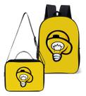 Mochila Escolar Com Lancheira Amarela Lampada Youtubers Rosas Leozinho