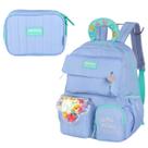 Mochila Escolar Costas c/ Estojo Bolinhas Pompom 20L
