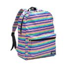 Mochila Escolar Costas Feminina Passeio Trabalho Curso Faculdade Escola Preta Azul Listrada Colorida