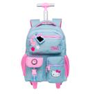 Mochila Escolar de Rodas Hello Kitty Jeans Juvenil Meninas