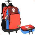 Mochila Escolar de Rodinhas c/ Estojo Oficial Super Mario Mochila Escolar de Rodinhas c/ Estojo Oficial Super Mario