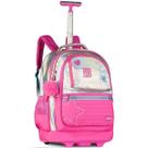 Mochila Escolar de Rodinhas Rebecca Bonbon Holografico Shine RB27016 Rosa