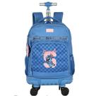 Mochila Escolar de Rodinhas STITCH Xadrez Azul Luxcel