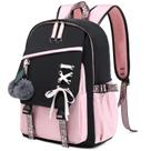 Mochila Escolar Feminina FENGDONG - Preta e Rosa - Impermeável Mochila Escolar Feminina FENGDONG - Preta e Rosa - Impermeável