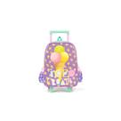 Mochila Escolar Feminina Ice Cream Rodinha Rosa/Verde Up4you