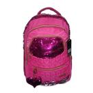Mochila Escolar Feminina Lantejoula Chaveiro Coração 3982