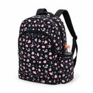 Mochila Escolar Feminina Lona Resistente Não RASGA Grande 24L Estampada Top Fundo Duplo Cor:PRETOFLORES