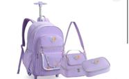 Mochila Escolar Infantil de Rodinhas 19” Lilás com Lancheira e Estojo Love Mochila Escolar Infantil de Rodinhas 19” Lilás com Lancheira e Estojo Love