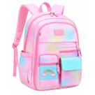 Mochila Escolar Infantil Espaçosa Menina Colorida Princesa Arco Iris Porta Notebook