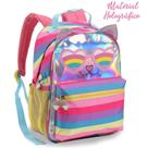 Mochila Escolar Infantil Gato Arco Iris Feminina