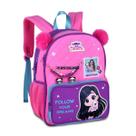 Mochila Escolar Infantil Luluca Feminina com pompom e pingente