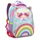 Mochila escolar Infantil menina gatinha arcoiris 42 Cm de costa grande - Denlex