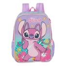 Mochila Escolar Infantil Stitch Com Bolsos Laterais -