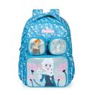 Mochila Escolar Infanto-Juvenil Feminina Frozen Bloom Azul Claro