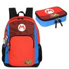 Mochila Escolar Menino Costas Grande Super Mario Luxcel+Estjão 100 Pens