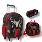 Mochila Escolar Rodinha Infantil Aranha + Lancheira Térmica +Estojo Mochila Forro Interno