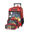 Mochila Escolar Rodinhas Batman + Lancheira Térmica + Estojo