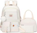 Mochila escolar Spotted Tiger para meninas com lancheira branca