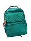 Mochila Feminina Acolchoada com Bolsos Frontais e Laterais - Verde Esmeralda