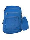 Mochila Feminina Casual Esportiva Azul com Necessaire - 42x32 cm