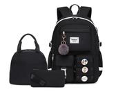 Mochila feminina casual preta impermeável Wadirum