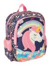 Mochila Feminina Infantil LS Unicórnios Azul Média Com 4 Divisões - MO3183